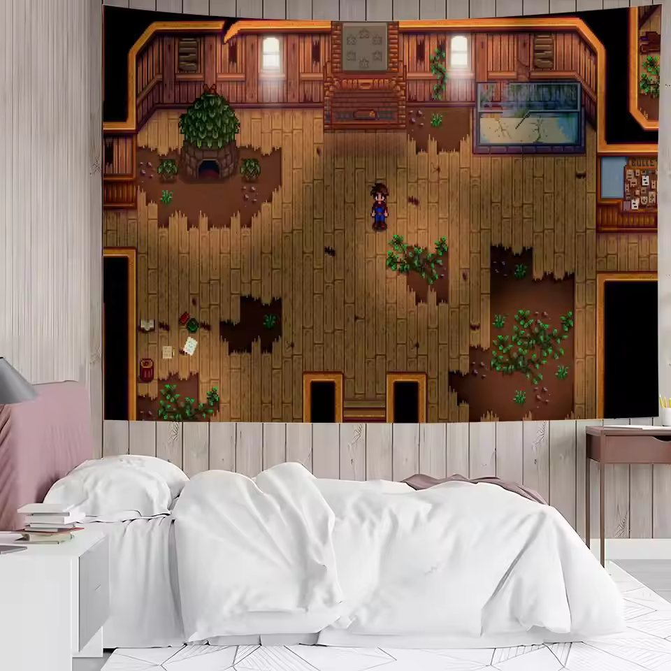 Stardew Valley Retro Design Style Tapestry
